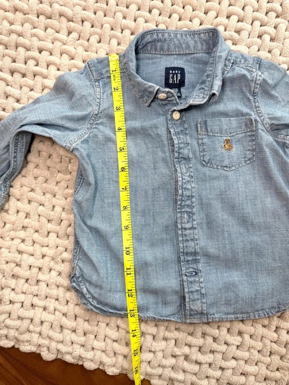 Gap Baby | Chambray Collared Shirt in Washed Medium Blue | 12-18 Months